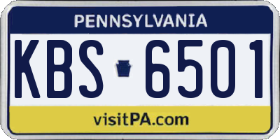 PA license plate KBS6501