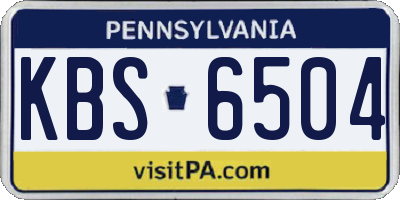 PA license plate KBS6504