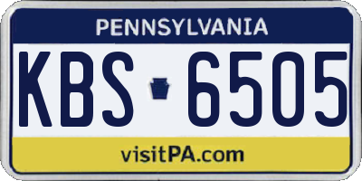 PA license plate KBS6505