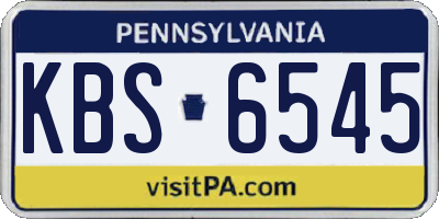 PA license plate KBS6545