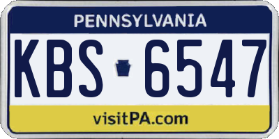 PA license plate KBS6547