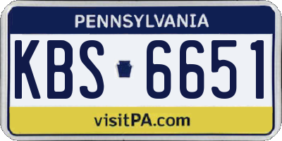 PA license plate KBS6651