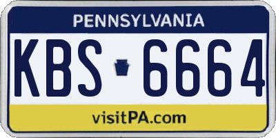 PA license plate KBS6664