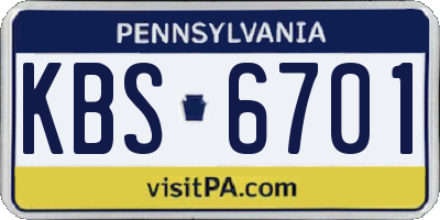 PA license plate KBS6701