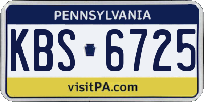 PA license plate KBS6725