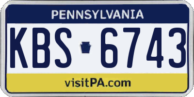 PA license plate KBS6743