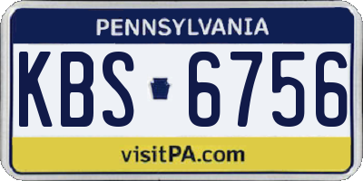 PA license plate KBS6756