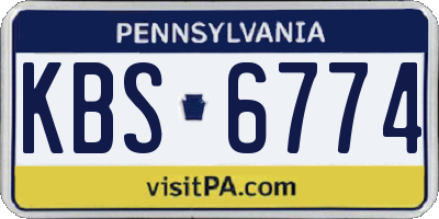 PA license plate KBS6774