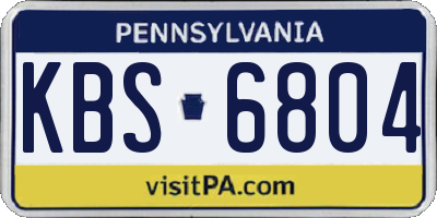 PA license plate KBS6804