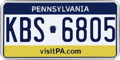 PA license plate KBS6805