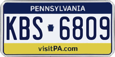 PA license plate KBS6809