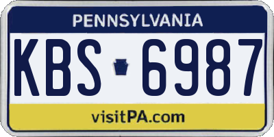 PA license plate KBS6987