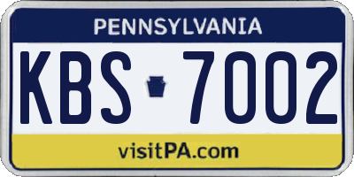 PA license plate KBS7002