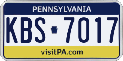 PA license plate KBS7017