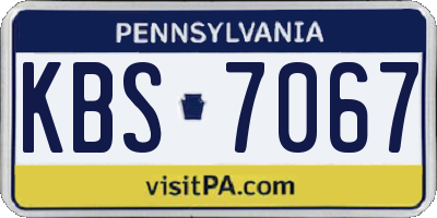 PA license plate KBS7067