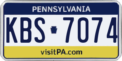 PA license plate KBS7074