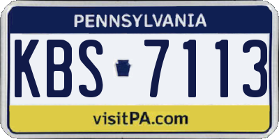 PA license plate KBS7113