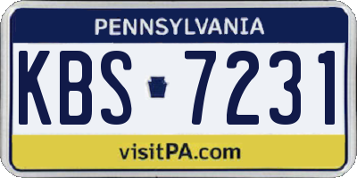 PA license plate KBS7231