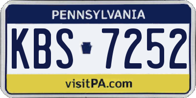 PA license plate KBS7252