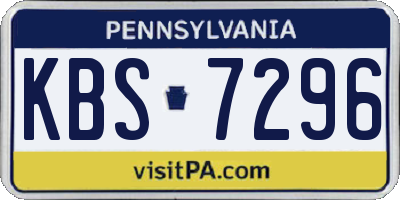 PA license plate KBS7296