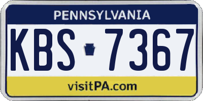 PA license plate KBS7367