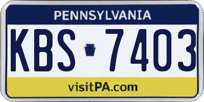 PA license plate KBS7403