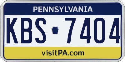 PA license plate KBS7404