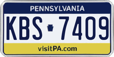 PA license plate KBS7409
