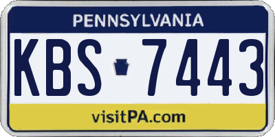 PA license plate KBS7443