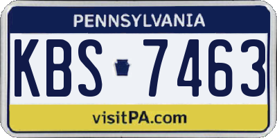 PA license plate KBS7463