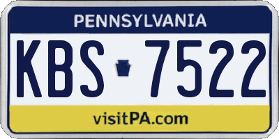PA license plate KBS7522