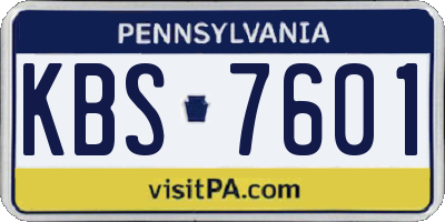 PA license plate KBS7601