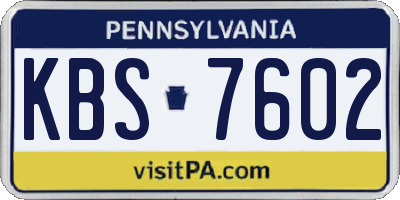 PA license plate KBS7602