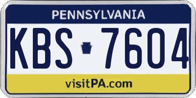 PA license plate KBS7604