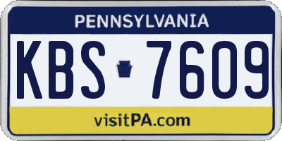 PA license plate KBS7609