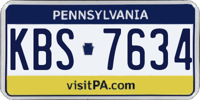 PA license plate KBS7634
