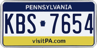PA license plate KBS7654