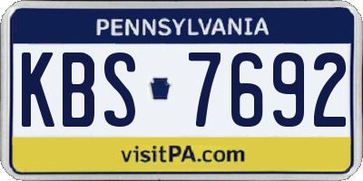 PA license plate KBS7692