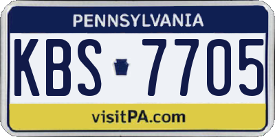 PA license plate KBS7705