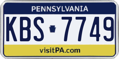 PA license plate KBS7749