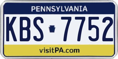 PA license plate KBS7752
