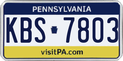 PA license plate KBS7803