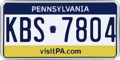 PA license plate KBS7804