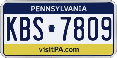 PA license plate KBS7809