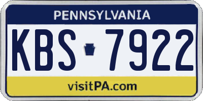 PA license plate KBS7922