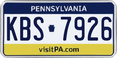 PA license plate KBS7926