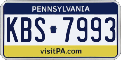 PA license plate KBS7993