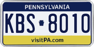 PA license plate KBS8010
