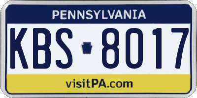 PA license plate KBS8017