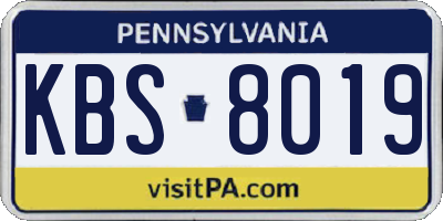 PA license plate KBS8019